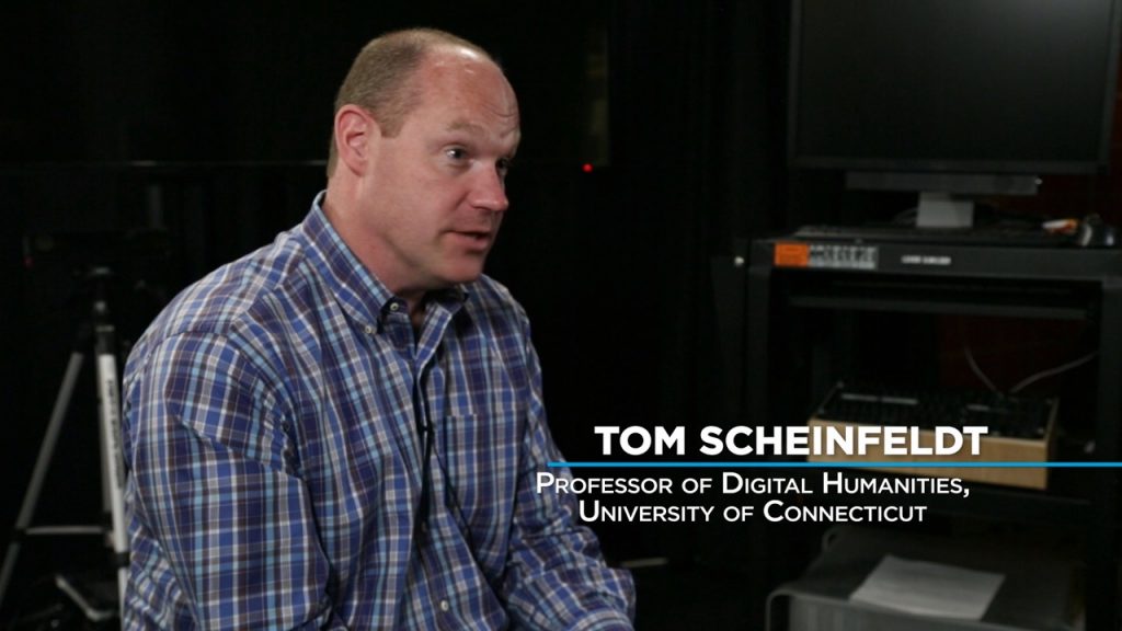 I was lucky to interview a variety of professionals in my film. My first interview was Tom Scheinfeldt who explained our cultural transition to consuming more information via the video screen. 